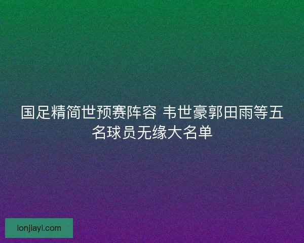 国足精简世预赛阵容 韦世豪郭田雨等五名球员无缘大名单